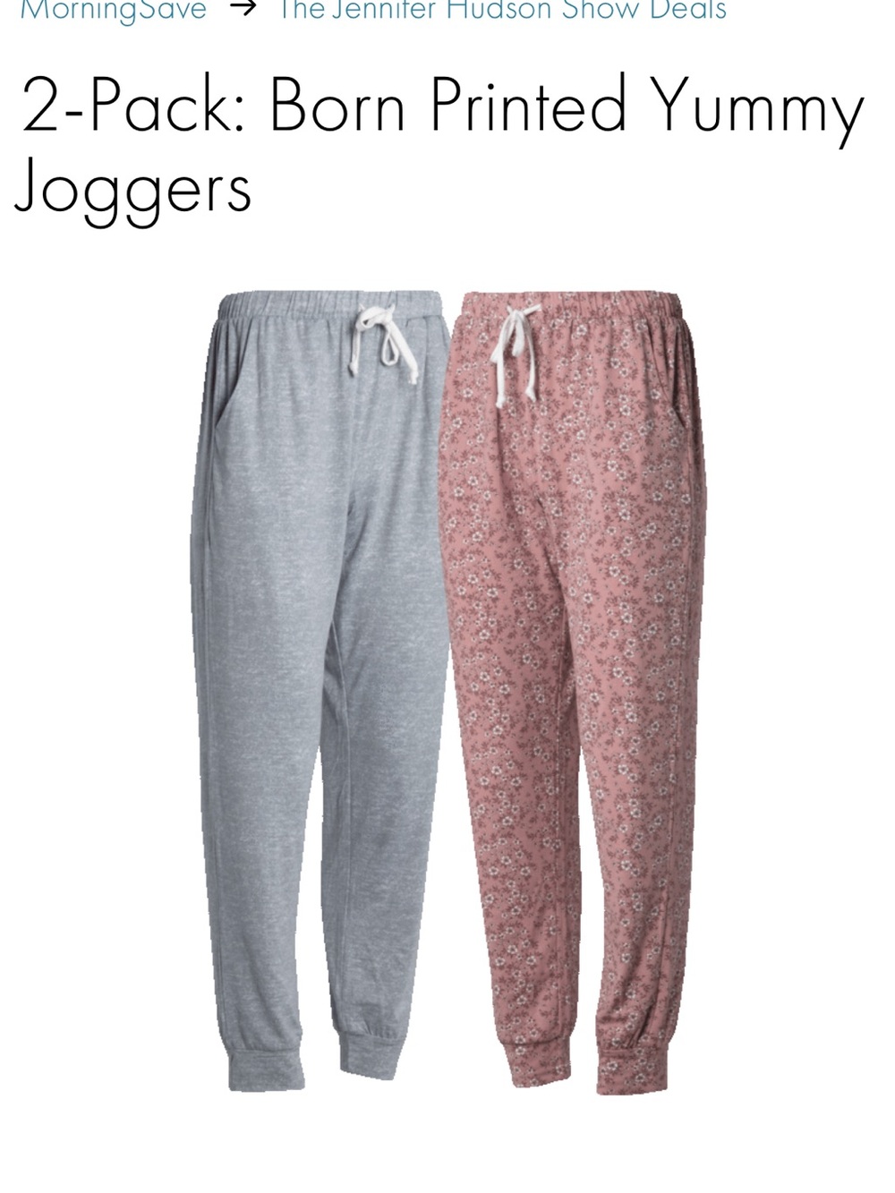 Born 2-Pack Yummy Joggers in Gray & Dusty Rose Floral